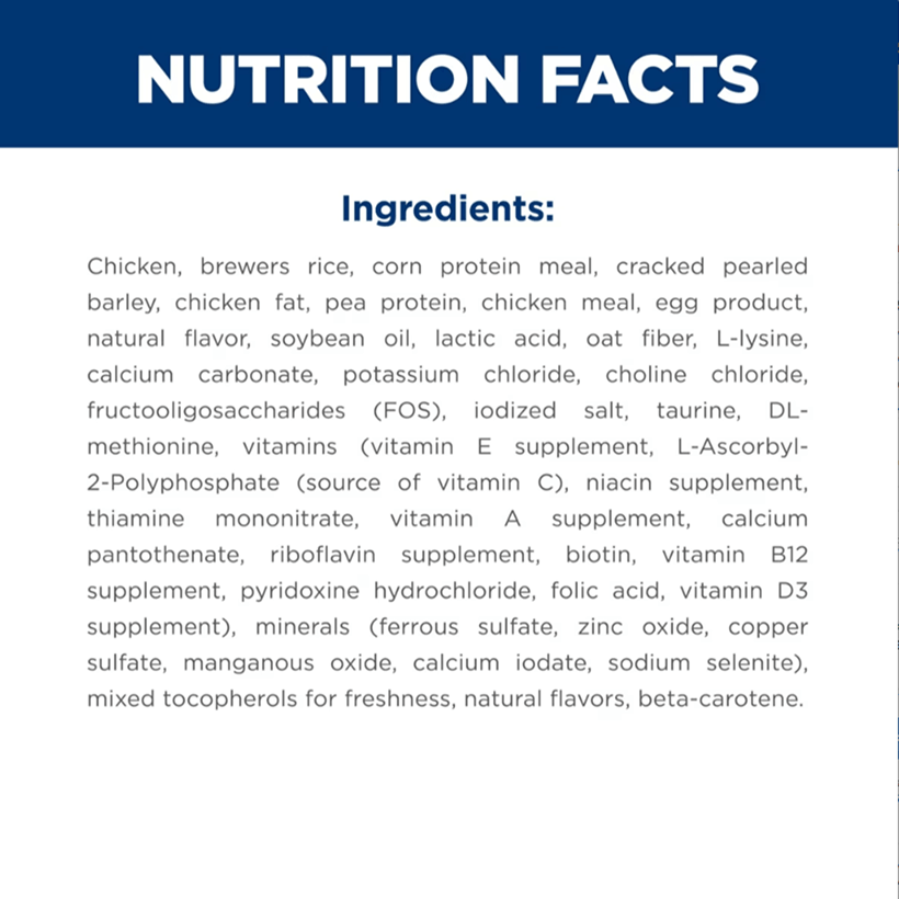 Hill's Science Diet Sensitive Stomach & Skin Adult Chicken Ingredients