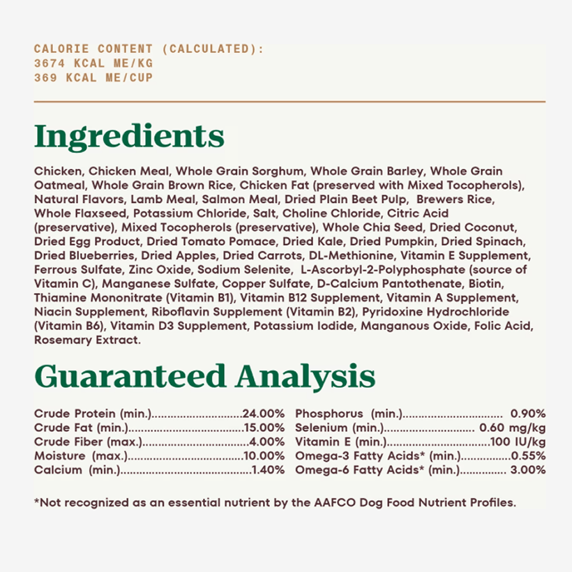 Nutro Ultra Adult Chicken Lamb & Salmon Ingredients