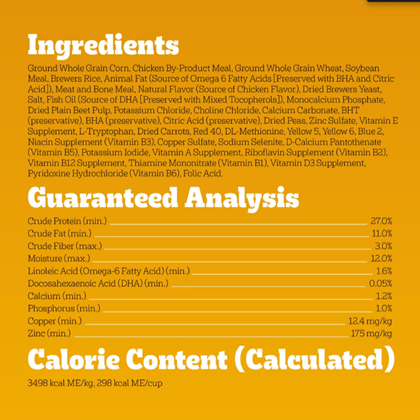 Pedigree Puppy Chicken Rice & Vegetable Ingredients