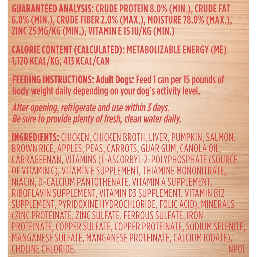 Rachael Ray Nutrish Gentle Digestion Chicken, Pumpkin & Salmon Premium Pate Ingredients
