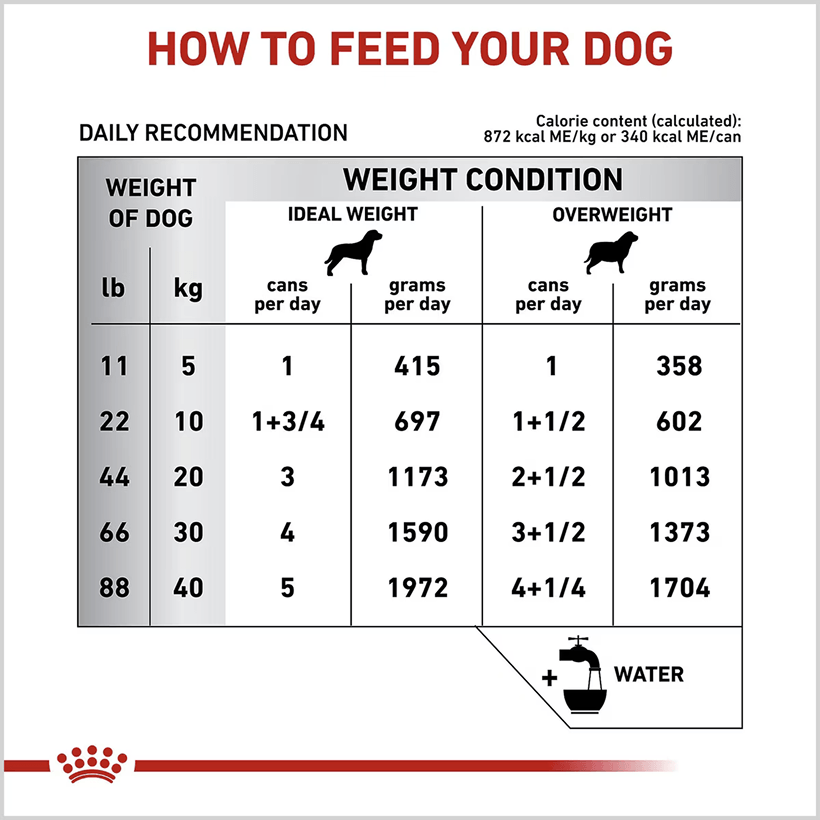 Royal Canin Hydrolyzed Protein Adult Wet Dog Feeding Table