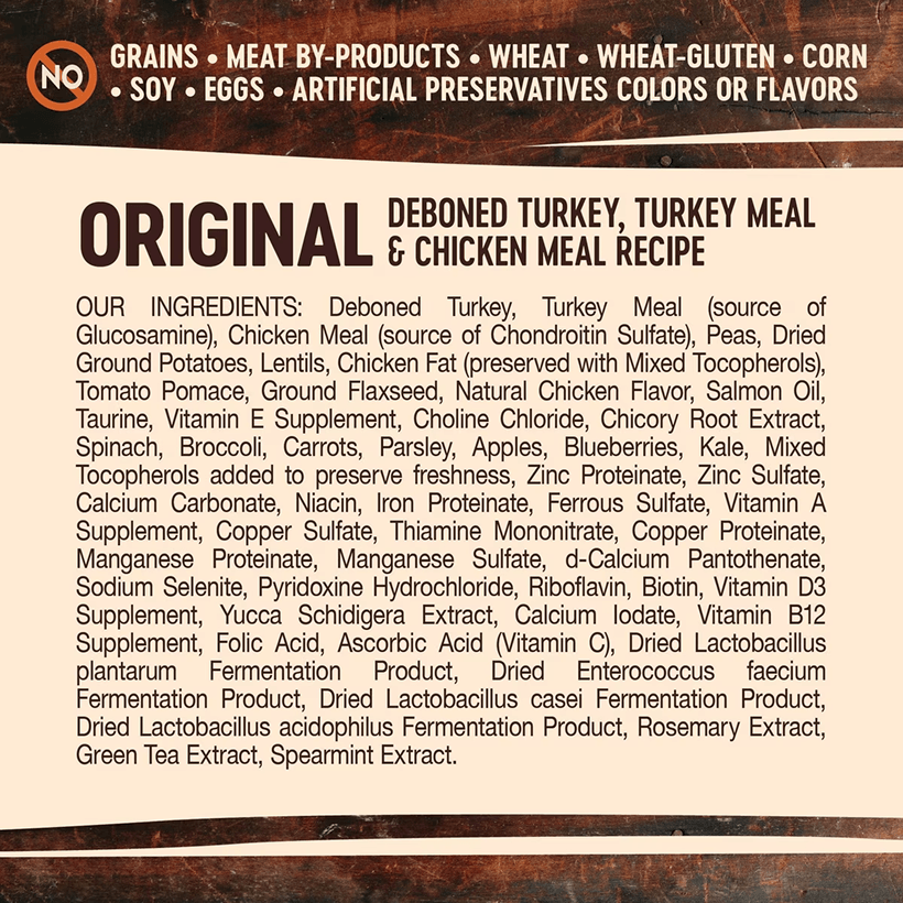 Wellness CORE Original Grain Free Turkey & Chicken Ingredients